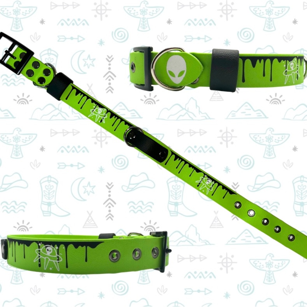 Lime Green Alien Dog Collar, Medium